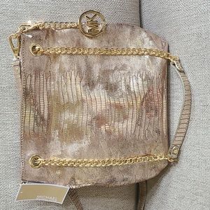 Michael Kors Gold Metallic Lizard-Embossed Shoulder Bag